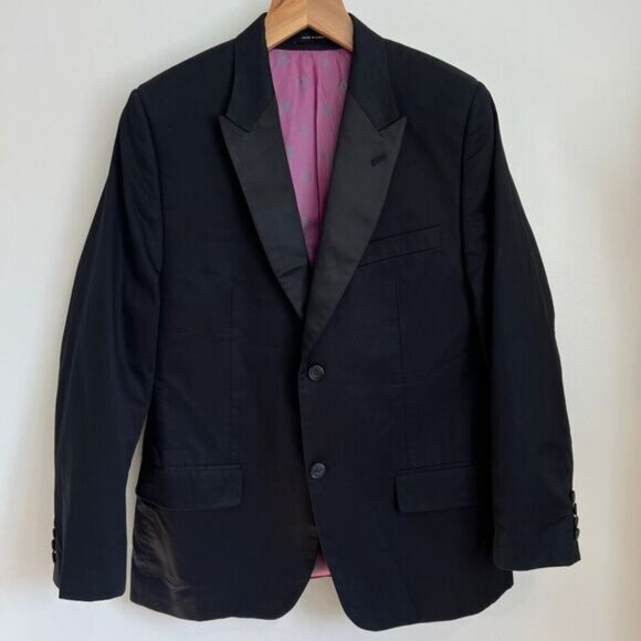 Sean John Men's 38R Regular Black Classic 2 Button Pink Lined Blazer Suit Jacket - Picture 1 of 12